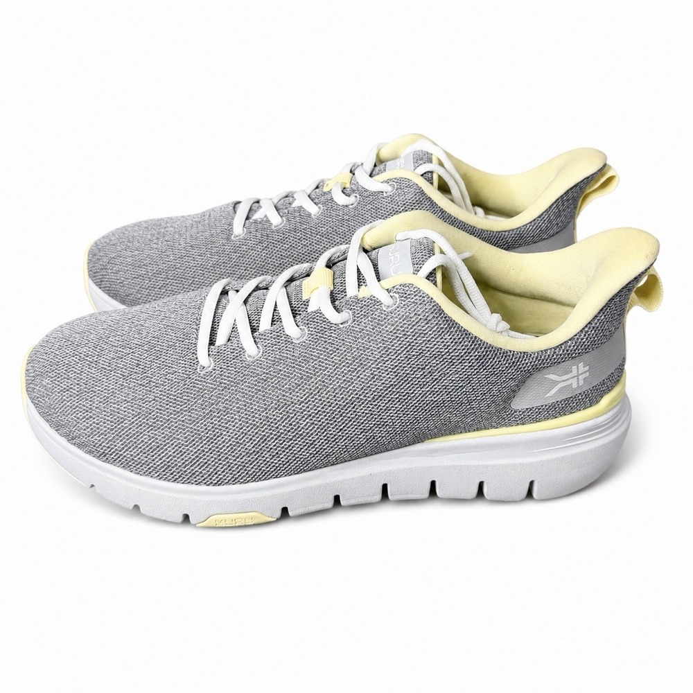 KURU Flex Via Dove Gray Pale Lime Wide Walking Sneakers Women's Size 11.5